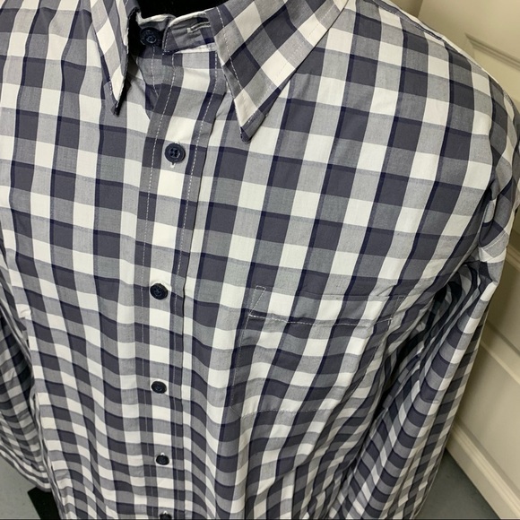 HAGGAR Minimalist Black White Check Casual Button Down Shirt Relax Fit Size 2XL - Picture 5 of 9